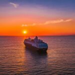 Kreuzfahrtschiff AIDAmar bei Sonnenuntergang